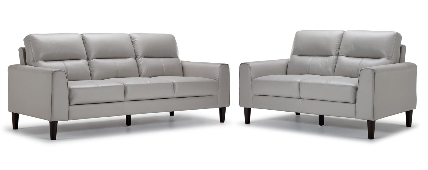 Verissimo Leather Sofa and Loveseat Set - Silver