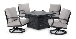 West Lake Ens. Fauteuils pivotants de jardin 5 mcx avec foyer - gris