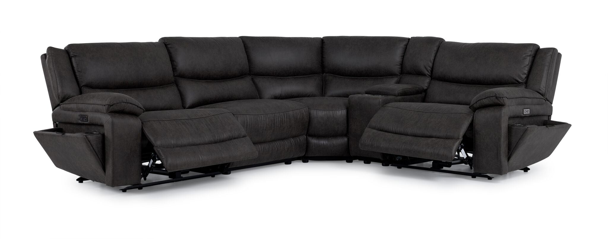 Weston 5-Piece Power Reclining Sectional with Console - Granite