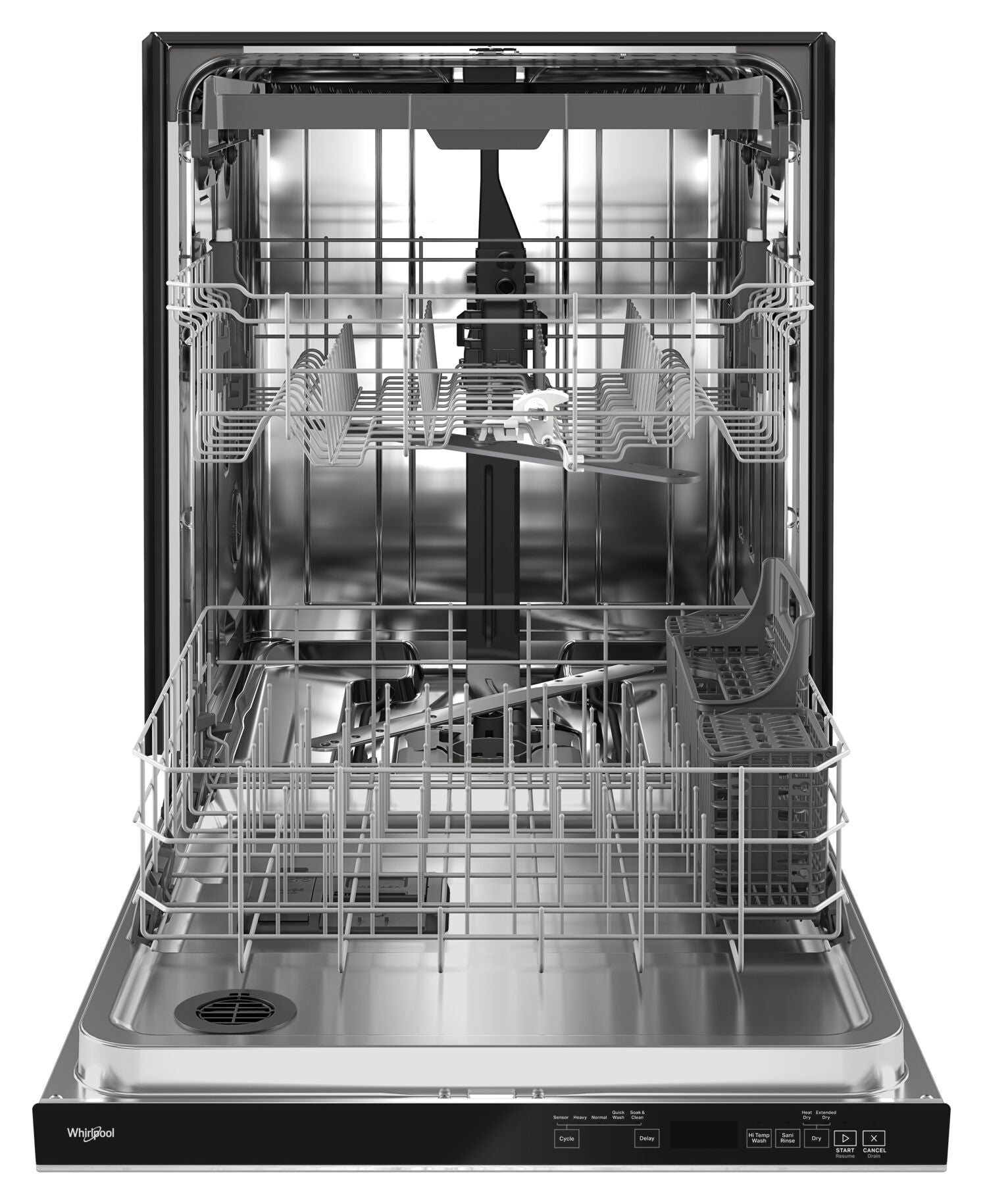 Whirlpool Fingerprint Resistant Stainless Kitchen Package with French Door Refrigerator, Electric Range & Built-In Dishwasher