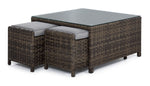 Whispering Pine Outdoor Coffee Table with 2 Ottomans - Dark Grey