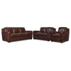 Wilmington Ens. Sofa, causeuse et fauteuil en cuir - brun foncé