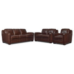 Wilmington Leather Sofa, Loveseat and Chair Set - Dark Brown