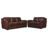 Wilmington Ens. Sofa et causeuse en cuir - brun foncé