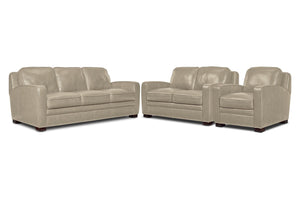 Wilmington Ens. Sofa, causeuse et fauteuil en cuir - ivoire