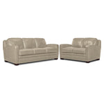 Wilmington Leather Sofa and Loveseat Set - Ivory