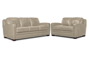 Wilmington Ens. Sofa et causeuse en cuir - ivoire