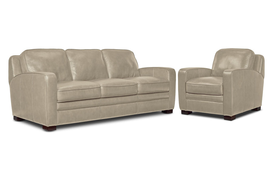 Wilmington Leather Sofa and Chair Set - Ivory