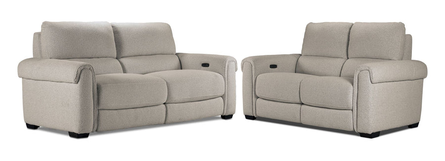 Zoey Power Reclining Sofa and Loveseat Set - Birch