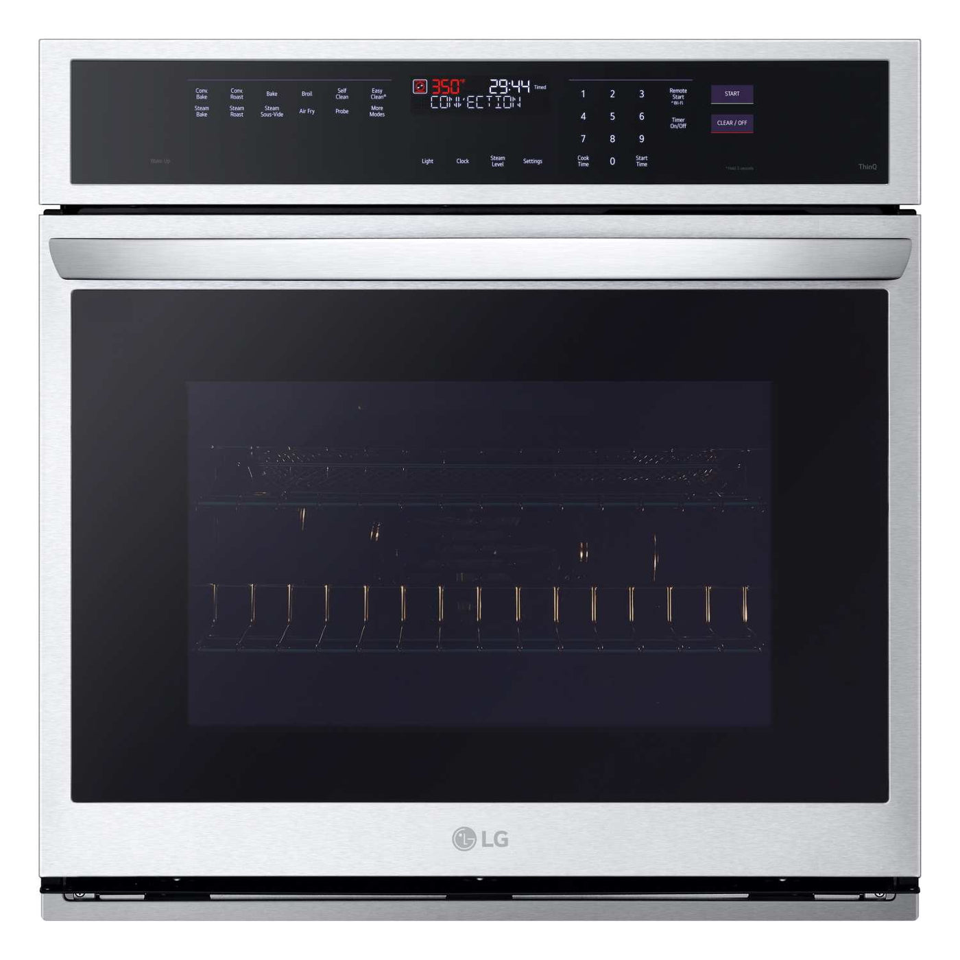 LG Stainless Steel 29.75" Smart Single Wall Oven with 
True Convection, InstaView®, Air Fry and 
Steam Sous Vide (4.7 Cu. Ft.) - WSEP4727F