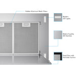 VICTORY Stainless Steel 600 CFM Flush Ceiling Range Hood - Sunset