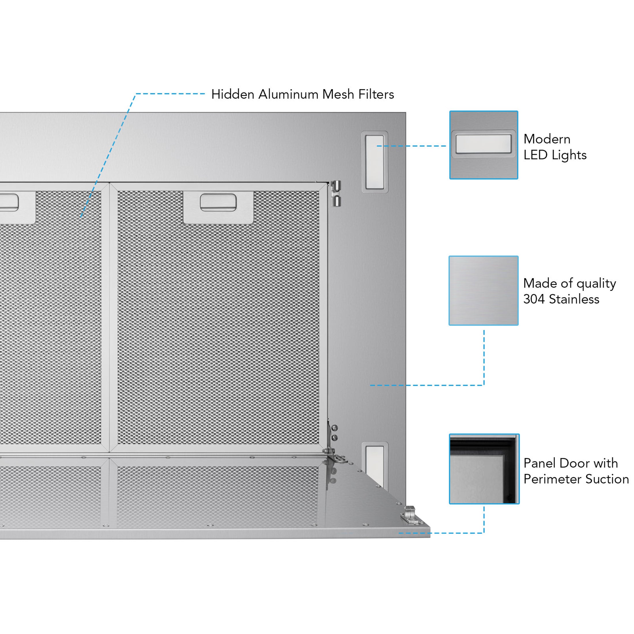 VICTORY Stainless Steel 600 CFM Flush Ceiling Range Hood - Sunset