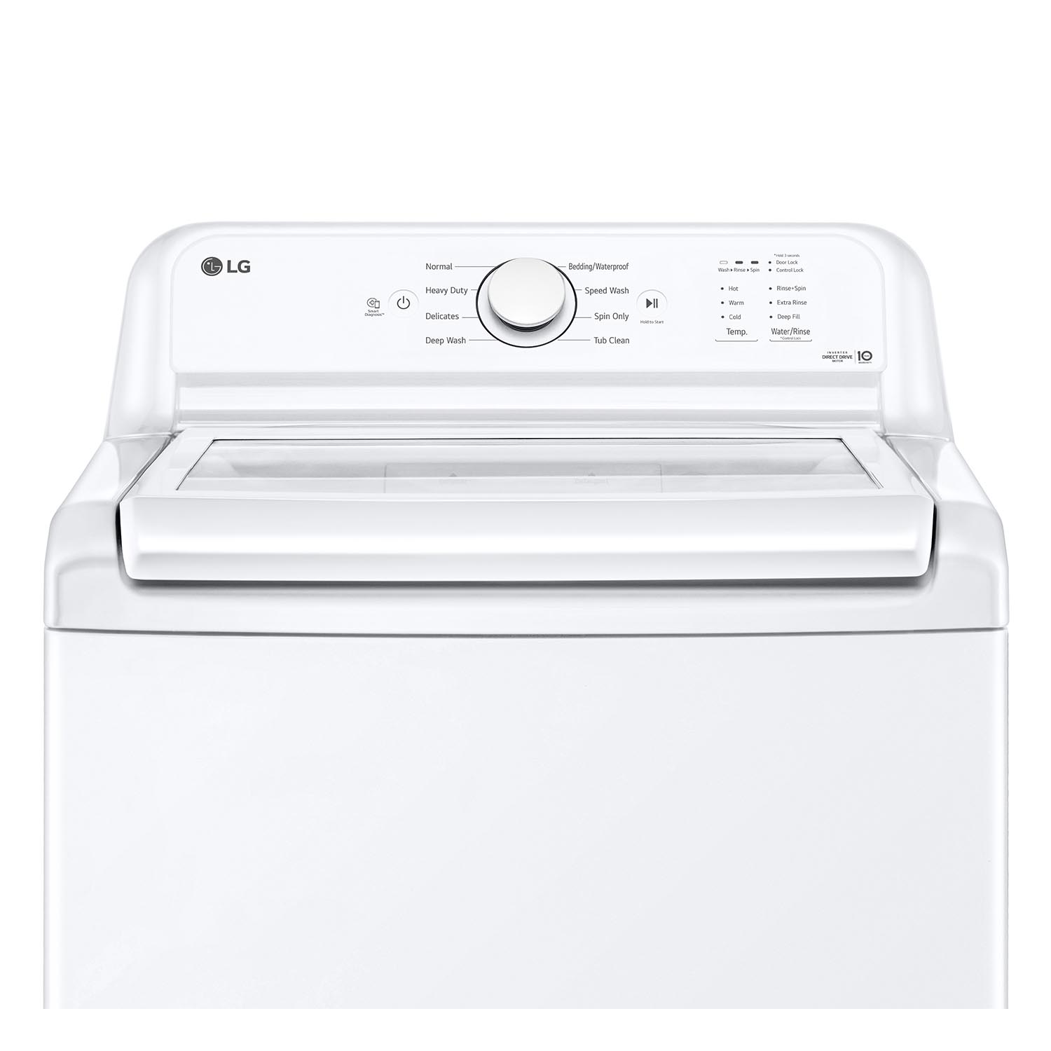 LG White Top Load Washer with Agitator and SlamProof® Glass Lid (4.8 Cu. Ft) -WT6105CW