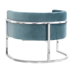 Indus Velvet Accent Chair - Sea Blue/Silver