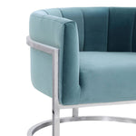 Indus Velvet Accent Chair - Sea Blue/Silver