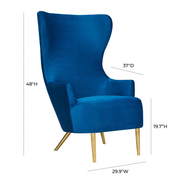 Elray Velvet Wingback Accent Chair - Navy