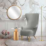 Elray Velvet Wingback Accent Chair - Grey