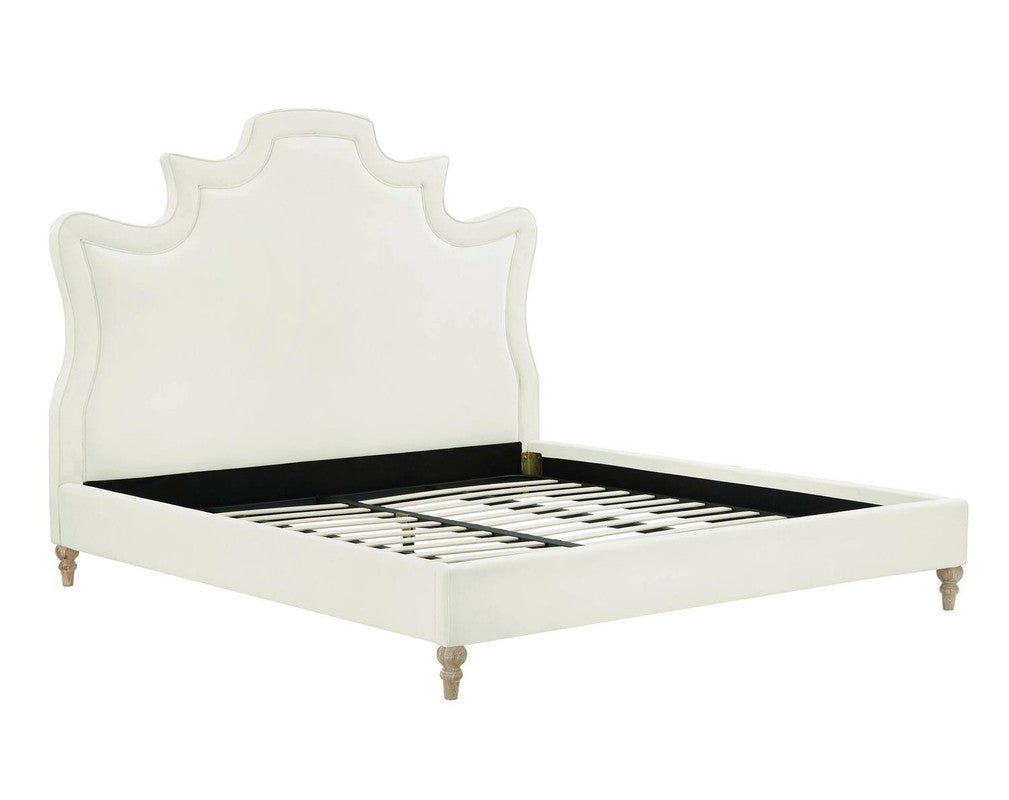 Sterre Platform Velvet King Bed - Cream