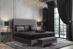 Calix Platform Textured Velvet Queen Bed  - Grey