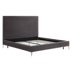 Calix Velvet Platform King Bed - Grey