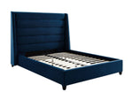 Ferret Platform Velvet Queen Bed - Navy