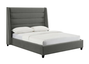 Ferret Platform Velvet King Bed - Grey
