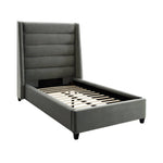 Ferret Platform Velvet Twin Bed - Grey
