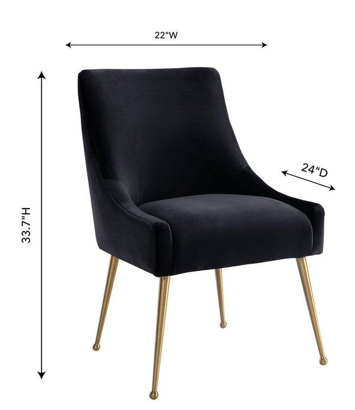 Aries Velvet Dining Chair - Black