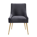 Aries Pleated Velvet Dining Chair - Grey/Gold