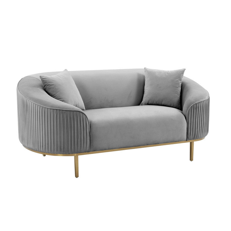 Turni Velvet Loveseat - Light Grey