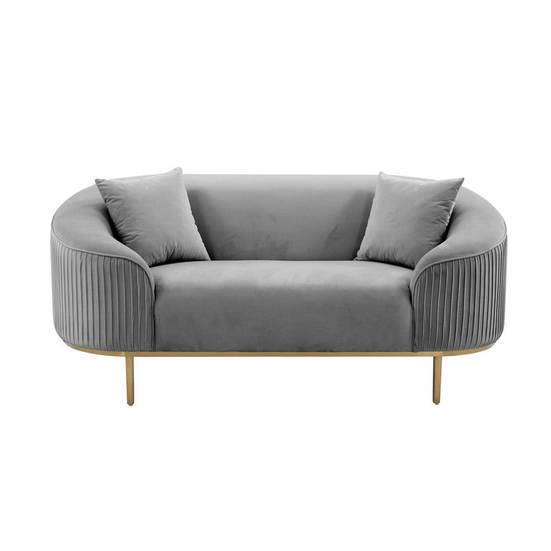 Turni Velvet Loveseat - Light Grey