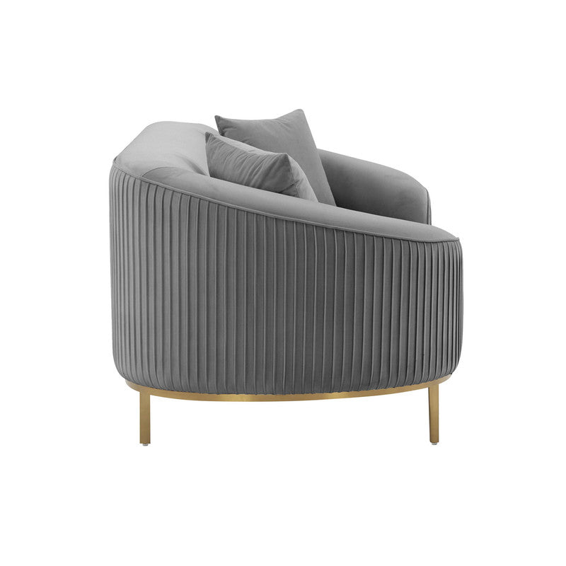 Turni Velvet Loveseat - Light Grey