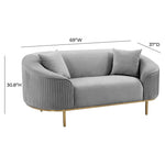 Turni Velvet Loveseat - Light Grey