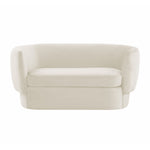 Shugir Curved Back Velvet Loveseat - Cream