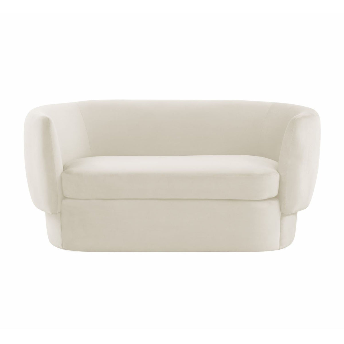 Shugir Curved Back Velvet Loveseat - Cream