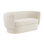 Shugir Curved Back Velvet Loveseat - Cream