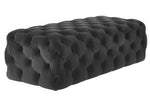 Epsom Velvet Ottoman - Black