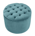 Lettie Velvet Storage Ottoman - Sea Blue