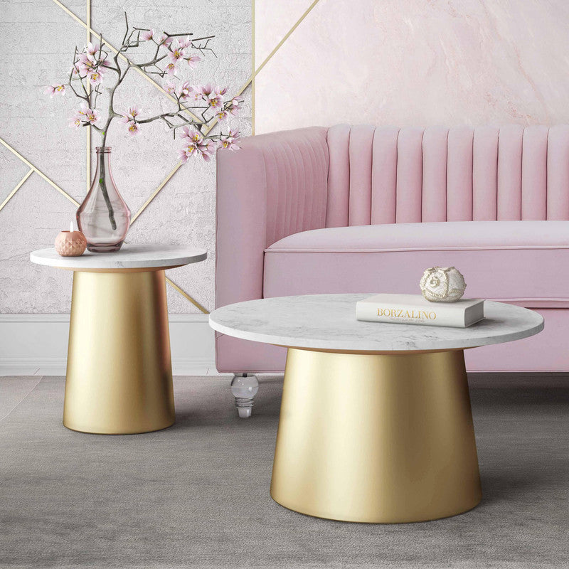 Asbes Coffee Table - Marble, Gold