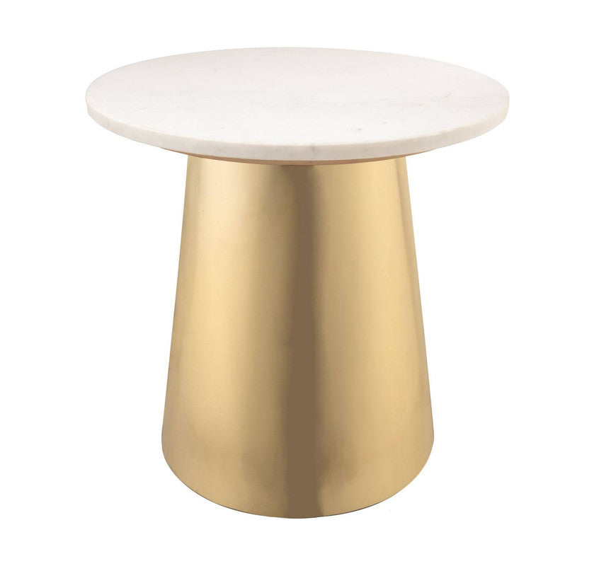 Asbes End Table - Gold/White Marble