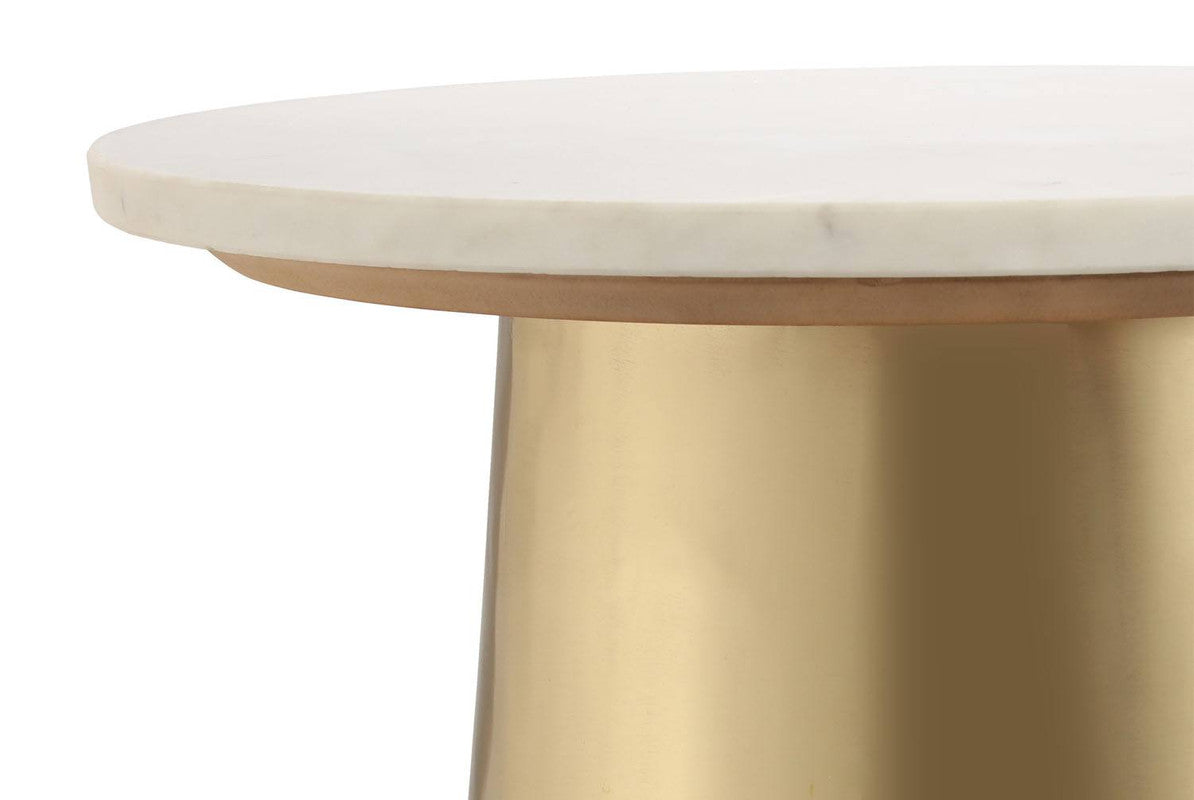 Asbes End Table - Gold/White Marble
