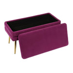 Zeo Velvet Storage Bench - Purple
