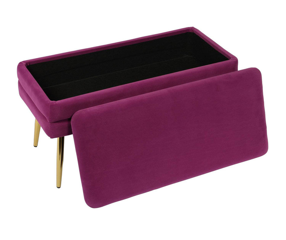 Zeo Velvet Storage Bench - Purple