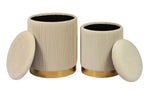 Biccard Velvet Ottoman Set - Cream