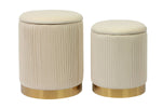 Biccard Velvet Ottoman Set - Cream