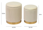 Biccard Velvet Ottoman Set - Cream