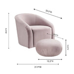 Zonda Velvet Chair/Ottoman Set - Pink