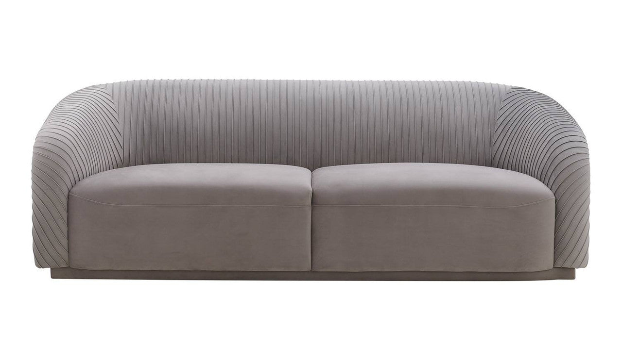 Vorset Pleated Velvet Sofa - Grey