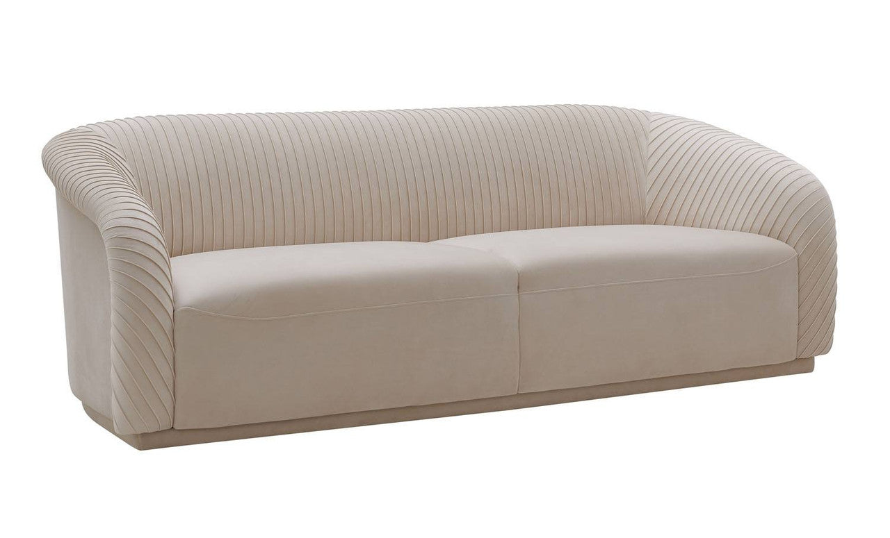 Vorset Pleated Velvet Sofa - Beige