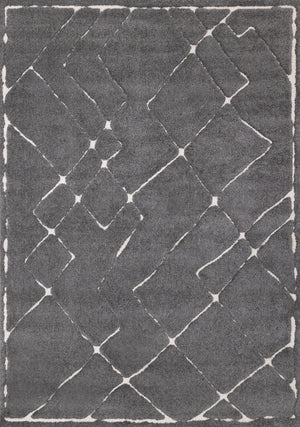 Obsidian Tapis (5,3 pi X 7,7 pi) treillis brisé – gris, blanc